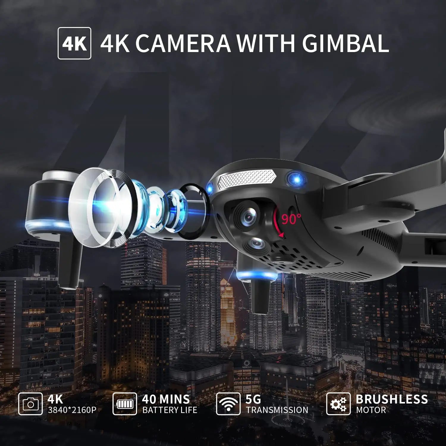 LOPOM JX02 GPS Drone - with 4K HD Camera for Adults Begineer, 40mins Flight Time Auto Return Follow Me 3 Speeds Professional Camera Drone 4 LOPOM JX02 GPS Drone - with 4K HD Camera for Adults Begineer, 40mins Flight Time Auto Return Follow Me 3 Speeds Professional Camera Drone - Image 4
