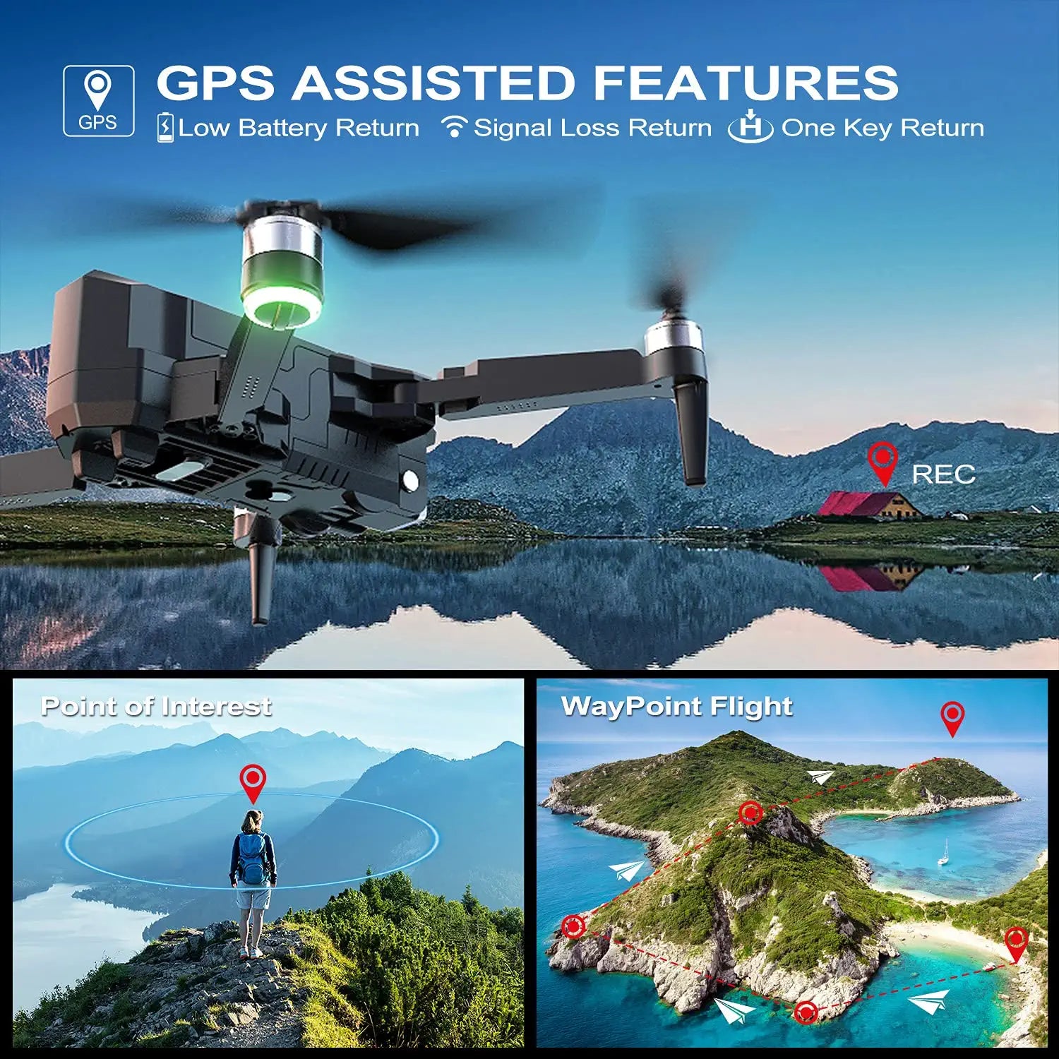 aovo Drones with Camera for Adults 4K HD UHD, 60 Minutes Flight Time Quadcopter with Brushless Motor, GPS Return Home, Follow Me Professional Camera Drone 5 aovo Drones with Camera for Adults 4K HD UHD, 60 Minutes Flight Time Quadcopter with Brushless Motor, GPS Return Home, Follow Me Professional Camera Drone — изображение 5