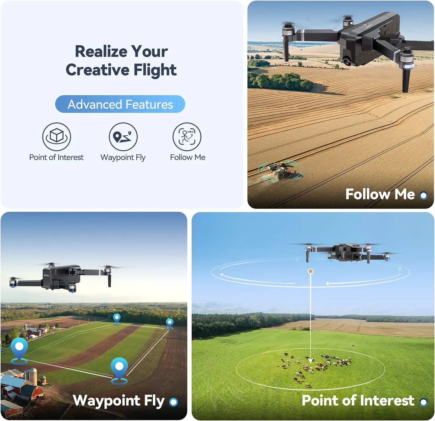 Ruko F11 Pro Drones - with Camera for Adults 4K HD UHD Camera 60 Mins Flight Time with GPS Auto Return Home Brushless Motor-Black(with Carrying Case) Professional Camera Drone 7 Ruko F11 Pro Drones - with Camera for Adults 4K HD UHD Camera 60 Mins Flight Time with GPS Auto Return Home Brushless Motor-Black(with Carrying Case) Professional Camera Drone - Image 7