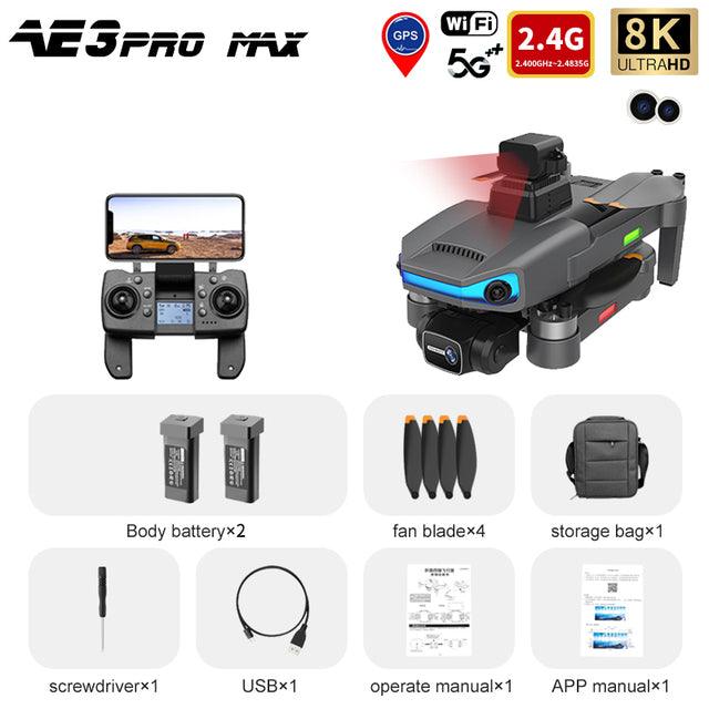 AE3 Pro Max Drone - 8K HD Dual Camera 6Axis EIS Gimbal 5G Wifi GPS FPV Folding RC Drones Quadcopter Professional Camera Drone 11 AE3 Pro Max Drone - 8K HD Dual Camera 6Axis EIS Gimbal 5G Wifi GPS FPV Folding RC Drones Quadcopter Professional Camera Drone - Image 11