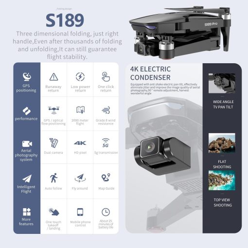 S189 Drone - GPS 6K HD Dual Camera 5G WIFI FPV Brushless Motor Foldable Quadcopter Helicopter Long Battery Life Gift Toy Professional Camera Drone 11 S189 Drone - GPS 6K HD Dual Camera 5G WIFI FPV Brushless Motor Foldable Quadcopter Helicopter Long Battery Life Gift Toy Professional Camera Drone - صورة S189 Drone - GPS 6K HD Dual Camera 5G WIFI FPV Brushless Motor Foldable Quadcopter Helicopter Long Battery Life Gift Toy Professional Camera Drone - صورة 11