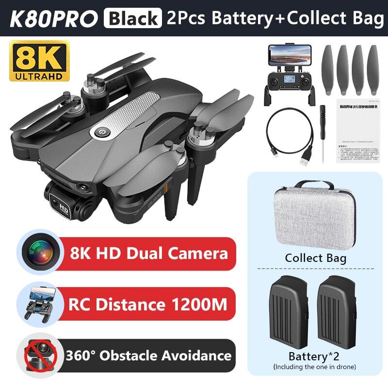 K80 Max Drone - 8K HD Camera Drone Brushless Motor GPS 5G WIFI 360 Obstacle Avoidance Foldable Quadcopter K80 PRO MAX RC Dron Toys Professional Camera Drone 8 K80 Max Drone - 8K HD Camera Drone Brushless Motor GPS 5G WIFI 360 Obstacle Avoidance Foldable Quadcopter K80 PRO MAX RC Dron Toys Professional Camera Drone — изображение 8