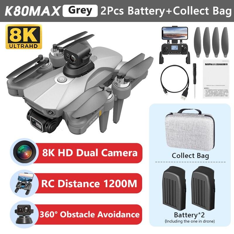 K80 Max Drone - 8K HD Camera Drone Brushless Motor GPS 5G WIFI 360 Obstacle Avoidance Foldable Quadcopter K80 PRO MAX RC Dron Toys Professional Camera Drone 5 K80 Max Drone - 8K HD Camera Drone Brushless Motor GPS 5G WIFI 360 Obstacle Avoidance Foldable Quadcopter K80 PRO MAX RC Dron Toys Professional Camera Drone — изображение 5