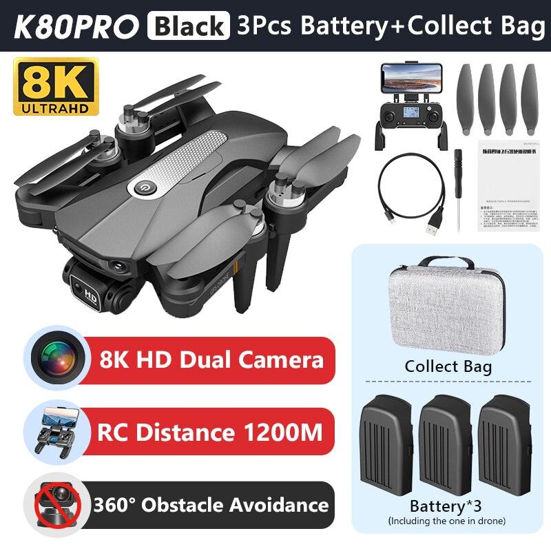 K80 Max Drone - 8K HD Camera Drone Brushless Motor GPS 5G WIFI 360 Obstacle Avoidance Foldable Quadcopter K80 PRO MAX RC Dron Toys Professional Camera Drone 4 K80 Max Drone - 8K HD Camera Drone Brushless Motor GPS 5G WIFI 360 Obstacle Avoidance Foldable Quadcopter K80 PRO MAX RC Dron Toys Professional Camera Drone — изображение 4