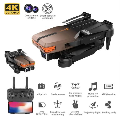 ARGIN V3 Pro Drone - with 4K Dual HD Camera for Kids Adults, RC Quadcopter WiFi FPV RC Drone with Infrared Obstacle Avoidance for Beginners Live Video RC Aircraft Christmas Party Plane — изображение 3