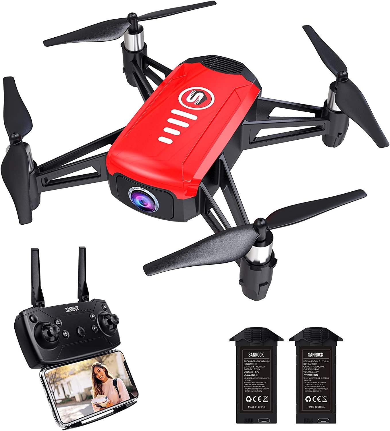 SANROCK H818 Mini Drone - for Kids, RC Quadcopter with Camera, Support Altitude Hold, Route Mode, Gesture Control, Headless Mode, One Key Take Off/Landing