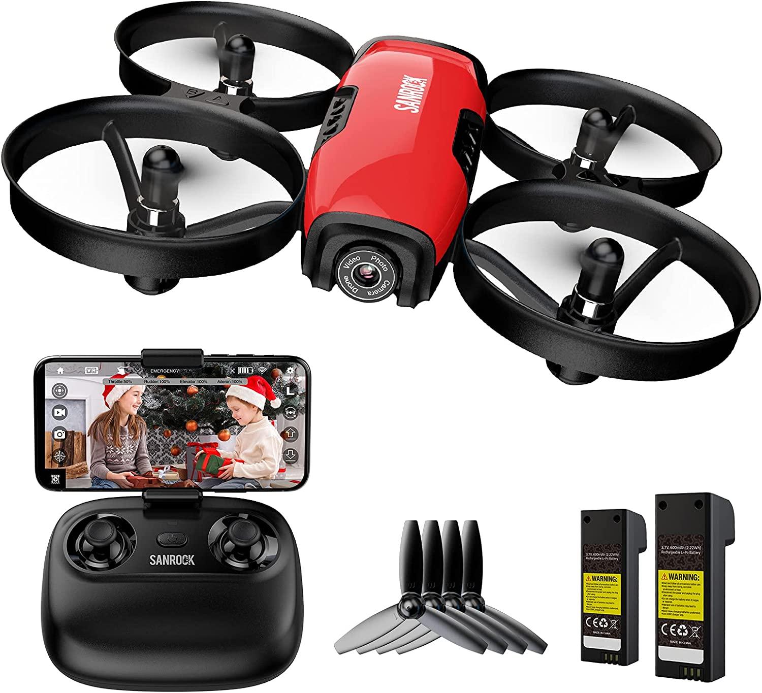 SANROCK U61W Drone - with Camera for Kids Adult Beginner 720P HD & 2 Batteries, Mini Drone Toy Gift for Boy Girl WiFi FPV RC Quadcopter, Waypoints Fly, Headless Mode, Altitude Hold, Emergency Stop 1 SANROCK U61W Drone - with Camera for Kids Adult Beginner 720P HD & 2 Batteries, Mini Drone Toy Gift for Boy Girl WiFi FPV RC Quadcopter, Waypoints Fly, Headless Mode, Altitude Hold, Emergency Stop