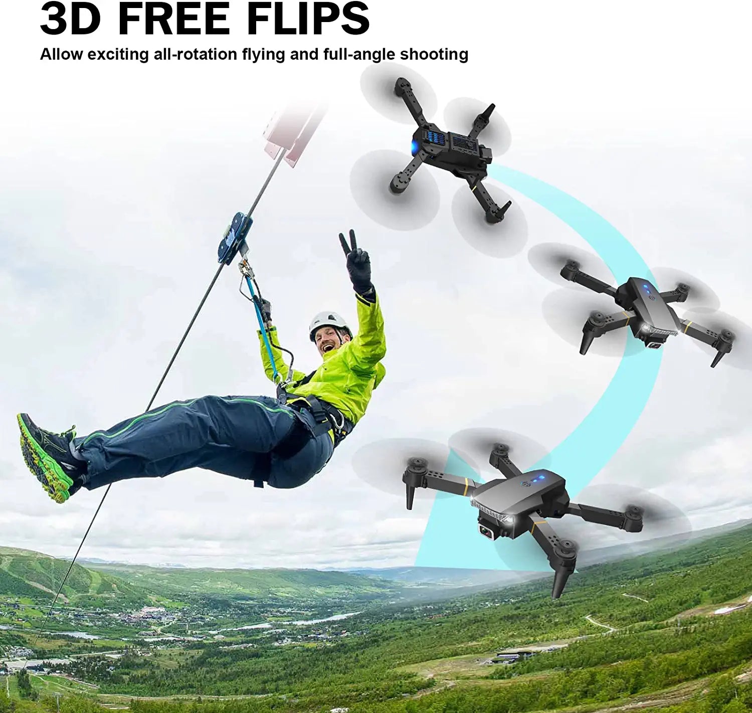 Wipkviey T27 Drone - with 3 Batteries 360° Flip, Altitude Hold, Headless Mode, One Key Take off/Landing Foldable Drone 4 Wipkviey T27 Drone - with 3 Batteries 360° Flip, Altitude Hold, Headless Mode, One Key Take off/Landing Foldable Drone - Image 4