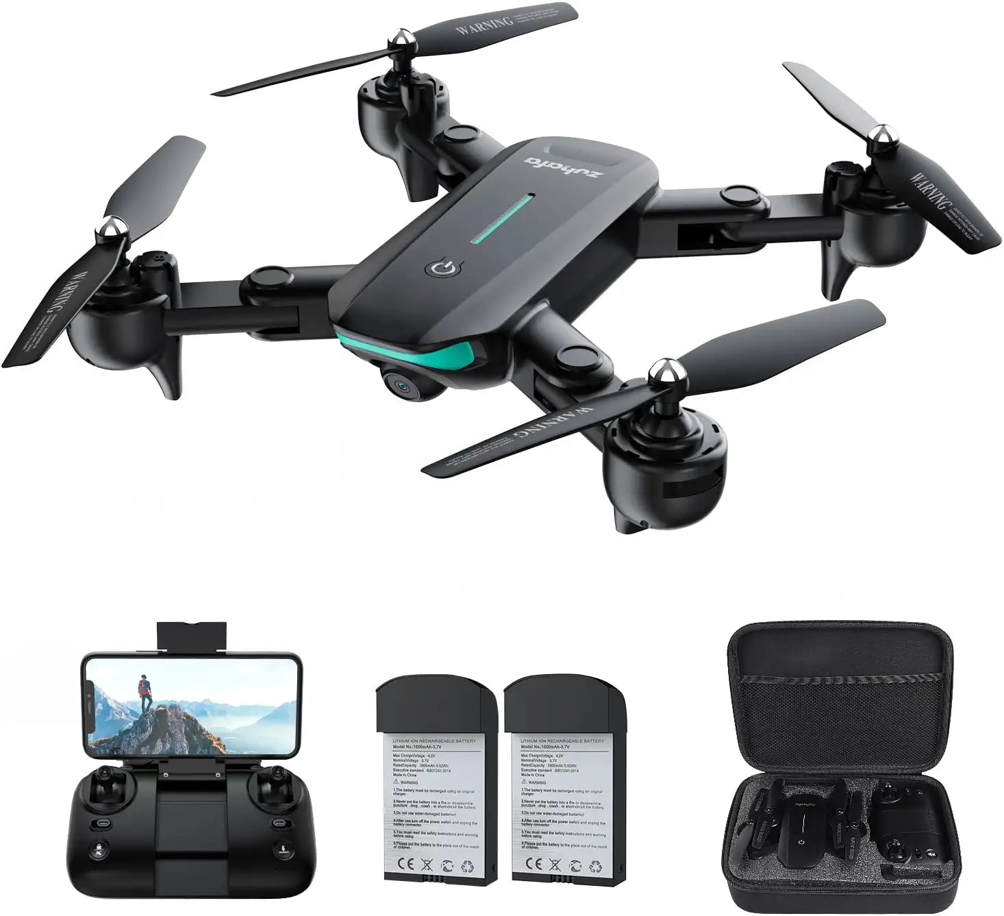 Zuhafa JY02 Drone- 1080P HD Camera 40 Mins Flight Time,Altitude Hold Mode, RTF One Key Take Off/Landing,2 Batteries