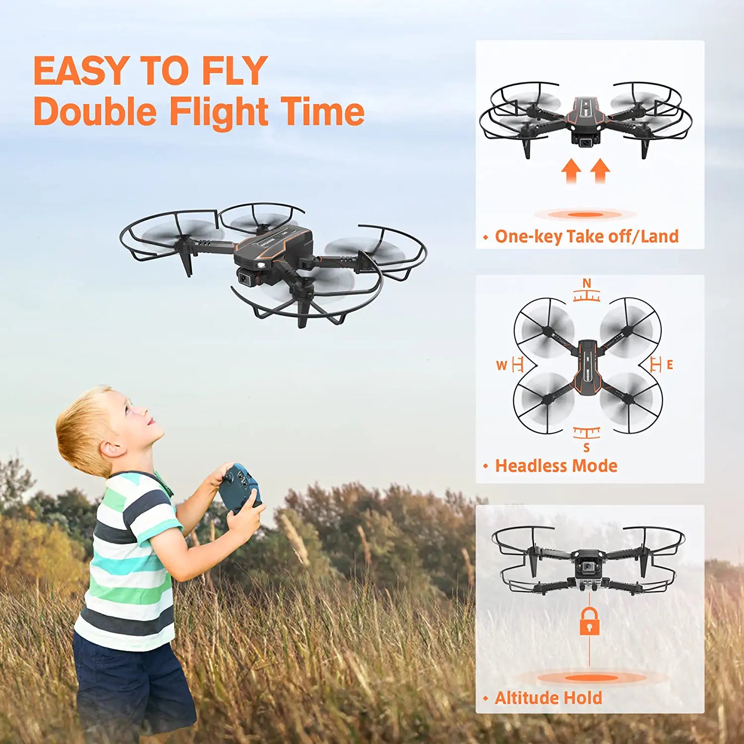 AVIALOGIC Mini Drone - with Camera for Kids, Remote Control Helicopter Toys Gifts for Boys Girls, FPV RC Quadcopter with 1080P HD Live Video Camera, Altitude Hold, Gravity Control, 2 Batteries 6 AVIALOGIC Mini Drone - with Camera for Kids, Remote Control Helicopter Toys Gifts for Boys Girls, FPV RC Quadcopter with 1080P HD Live Video Camera, Altitude Hold, Gravity Control, 2 Batteries - Image 6