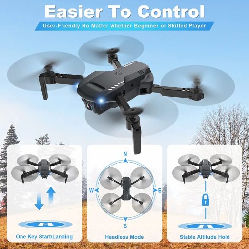 RADCLO Mini Drone with Camera - 1080P HD FPV Foldable Drone with Carrying Case, 2 batteries, 90° Adjustable Lens, One Key Take Off/Land, Altitude Hold, APP Control, 360° Flip, for Kids and Adults - صورة RADCLO Mini Drone with Camera - 1080P HD FPV Foldable Drone with Carrying Case, 2 batteries, 90° Adjustable Lens, One Key Take Off/Land, Altitude Hold, APP Control, 360° Flip, for Kids and Adults - صورة 4