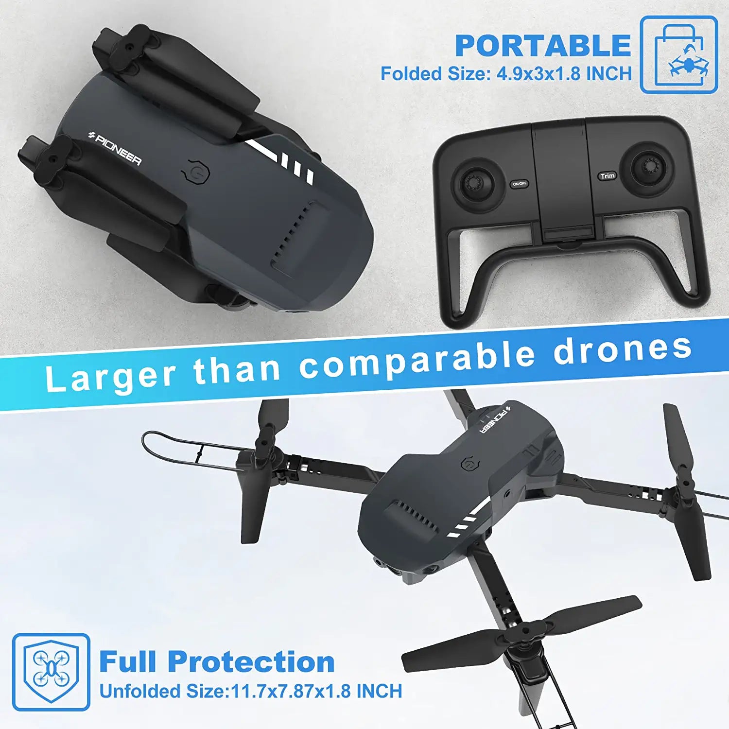 RADCLO Mini Drone with Camera - 1080P HD FPV Foldable Drone with Carrying Case, 2 batteries, 90° Adjustable Lens, One Key Take Off/Land, Altitude Hold, APP Control, 360° Flip, for Kids and Adults 2 RADCLO Mini Drone with Camera - 1080P HD FPV Foldable Drone with Carrying Case, 2 batteries, 90° Adjustable Lens, One Key Take Off/Land, Altitude Hold, APP Control, 360° Flip, for Kids and Adults - Image 2