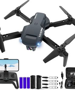 RADCLO Mini Drone with Camera - 1080P HD FPV Foldable Drone with Carrying Case, 2 batteries, 90° Adjustable Lens, One Key Take Off/Land, Altitude Hold, APP Control, 360° Flip, for Kids and Adults