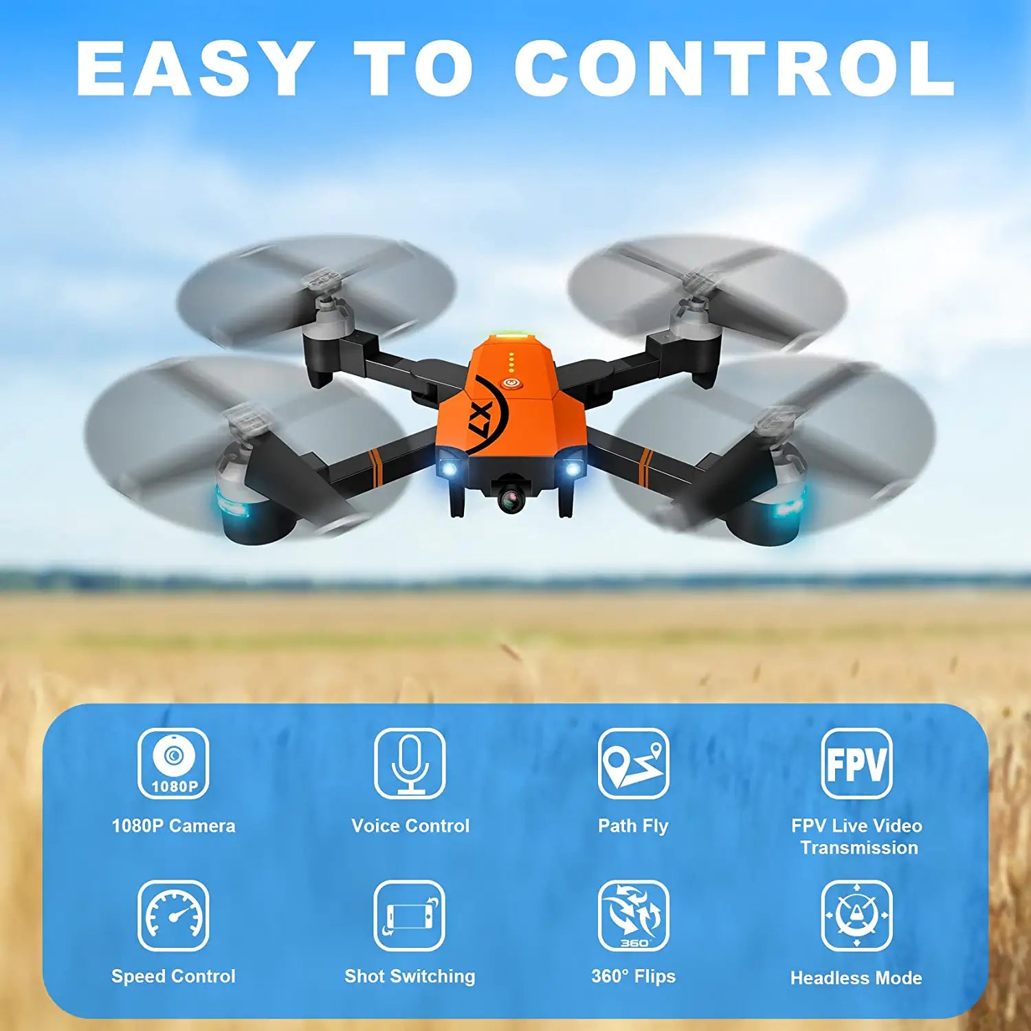ORKNELY X-PACK7 Drone with Camera for Adults - WiFi 1080P HD Camera FPV RC Quadcopter Kids Toys Gifts for Beginner with Gravity Sensor 5 ORKNELY X-PACK7 Drone with Camera for Adults - WiFi 1080P HD Camera FPV RC Quadcopter Kids Toys Gifts for Beginner with Gravity Sensor - Image 5