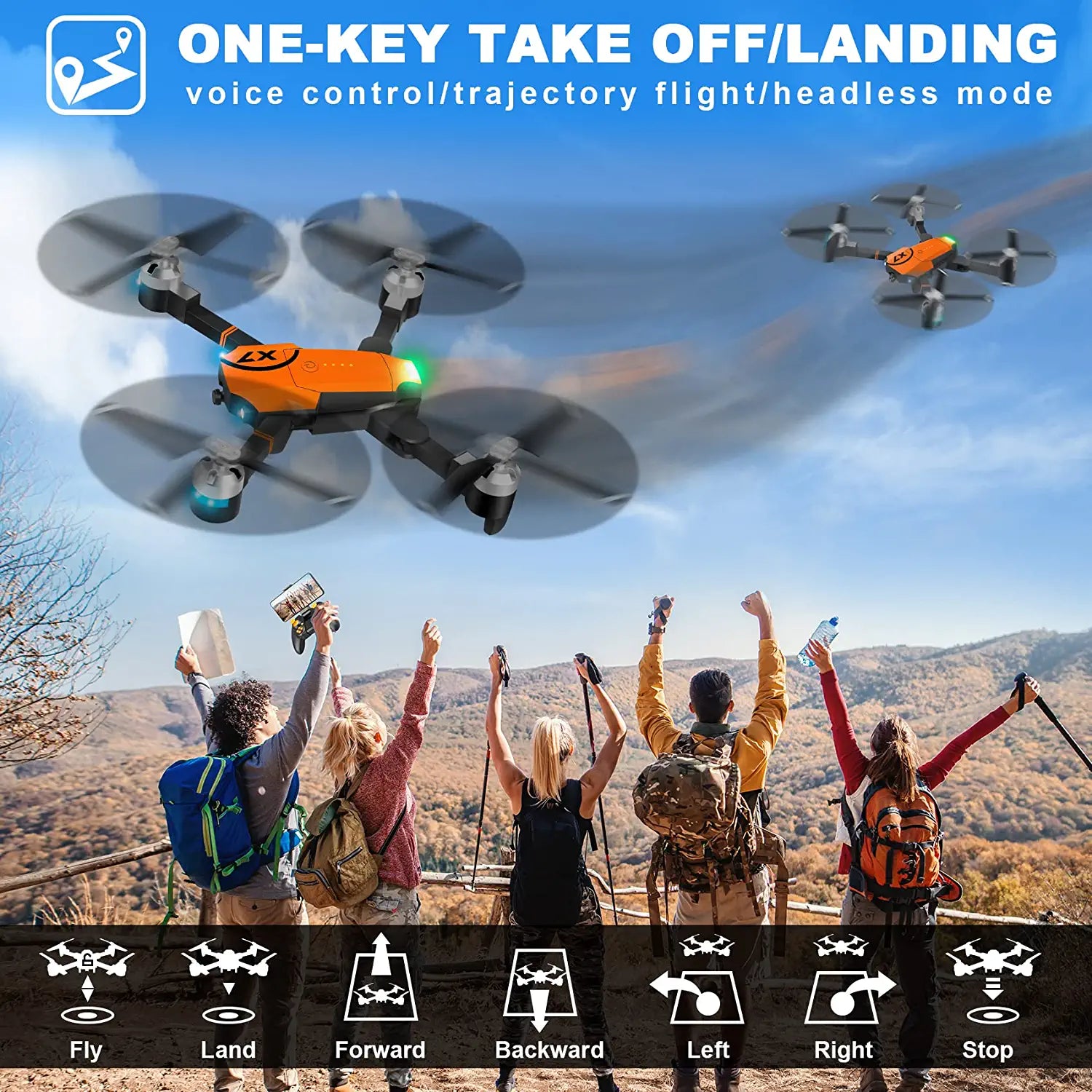 ORKNELY X-PACK7 Drone with Camera for Adults - WiFi 1080P HD Camera FPV RC Quadcopter Kids Toys Gifts for Beginner with Gravity Sensor 3 ORKNELY X-PACK7 Drone with Camera for Adults - WiFi 1080P HD Camera FPV RC Quadcopter Kids Toys Gifts for Beginner with Gravity Sensor - Image 3