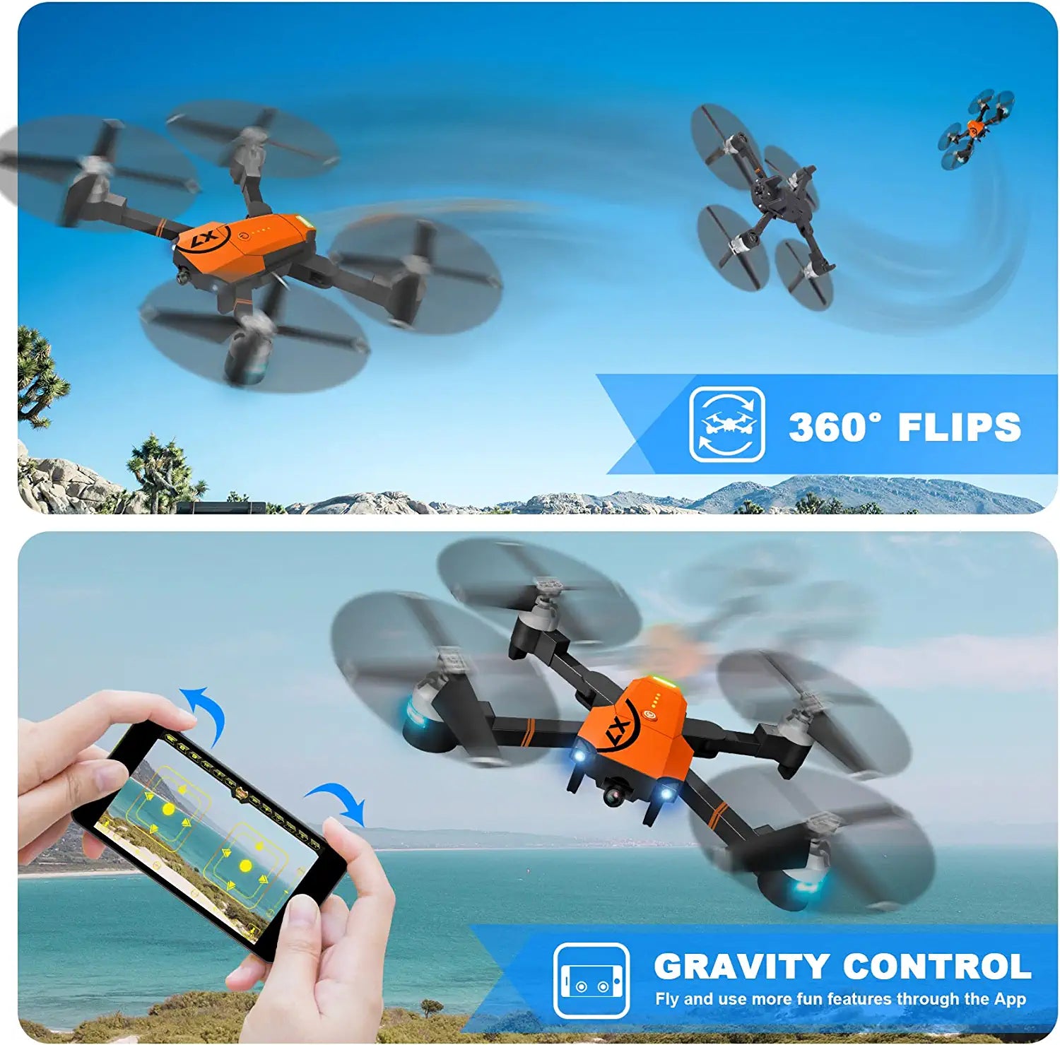 ORKNELY X-PACK7 Drone with Camera for Adults - WiFi 1080P HD Camera FPV RC Quadcopter Kids Toys Gifts for Beginner with Gravity Sensor 2 ORKNELY X-PACK7 Drone with Camera for Adults - WiFi 1080P HD Camera FPV RC Quadcopter Kids Toys Gifts for Beginner with Gravity Sensor - Image 2