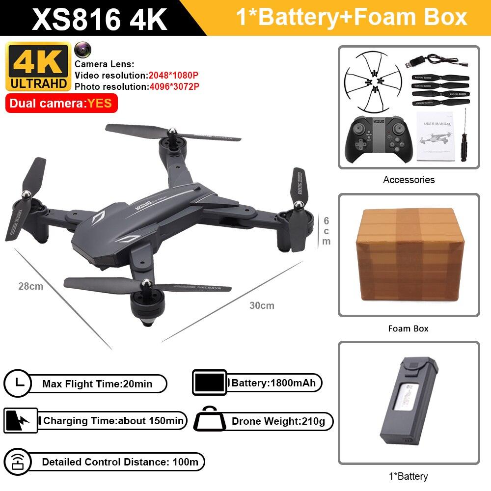 Visuo XS816 RC Drone - 50 Times Zoom 4K Dual Camera WiFi FPV Optical Flow Quadcopter Foldable Dron 9 Visuo XS816 RC Drone - 50 Times Zoom 4K Dual Camera WiFi FPV Optical Flow Quadcopter Foldable Dron — изображение 9