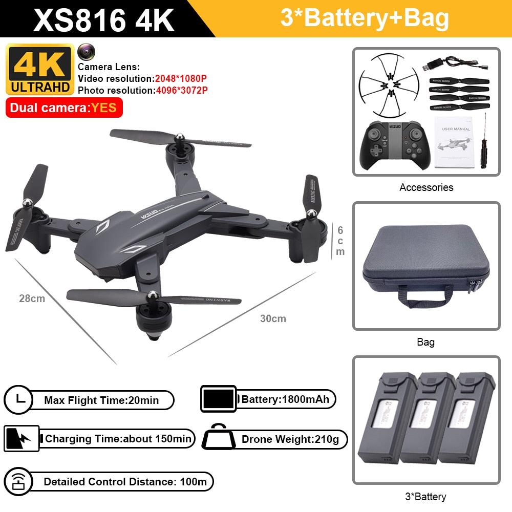 Visuo XS816 RC Drone - 50 Times Zoom 4K Dual Camera WiFi FPV Optical Flow Quadcopter Foldable Dron 8 Visuo XS816 RC Drone - 50 Times Zoom 4K Dual Camera WiFi FPV Optical Flow Quadcopter Foldable Dron — изображение 8
