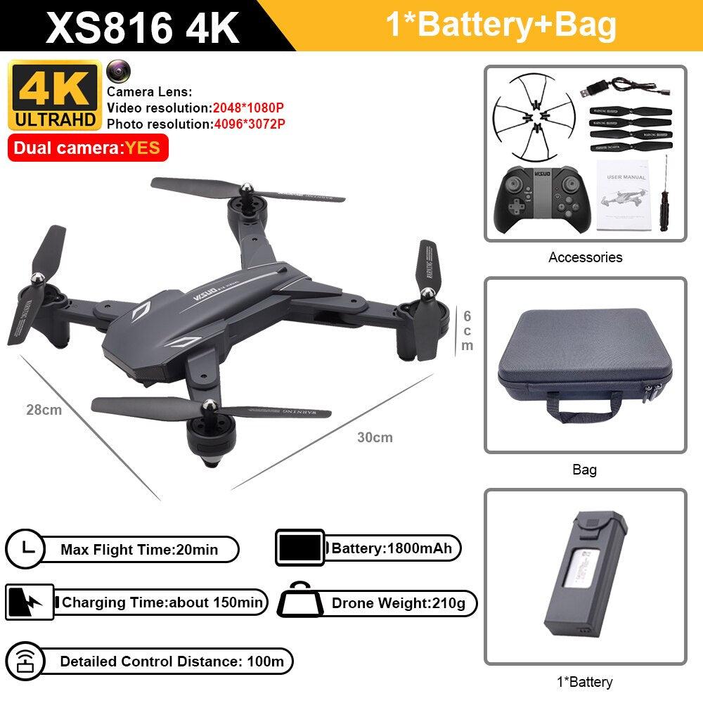 Visuo XS816 RC Drone - 50 Times Zoom 4K Dual Camera WiFi FPV Optical Flow Quadcopter Foldable Dron 4 Visuo XS816 RC Drone - 50 Times Zoom 4K Dual Camera WiFi FPV Optical Flow Quadcopter Foldable Dron — изображение 4