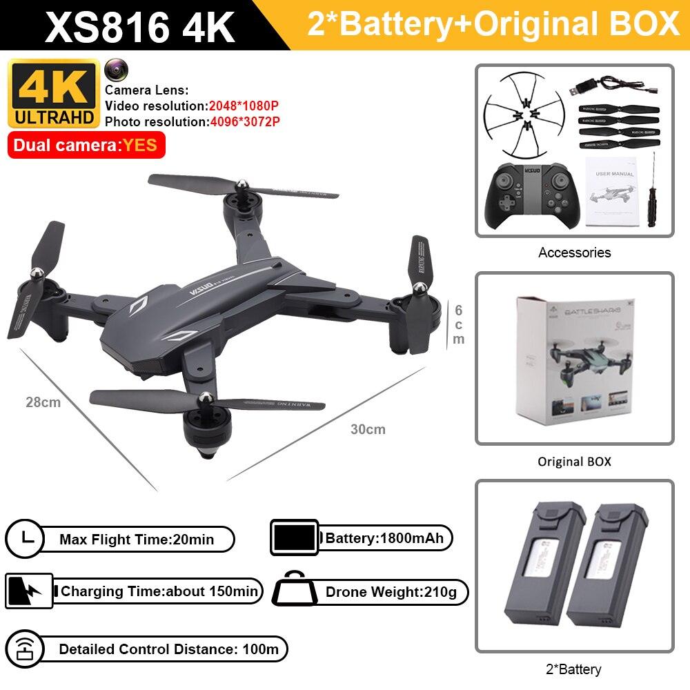 Visuo XS816 RC Drone - 50 Times Zoom 4K Dual Camera WiFi FPV Optical Flow Quadcopter Foldable Dron 3 Visuo XS816 RC Drone - 50 Times Zoom 4K Dual Camera WiFi FPV Optical Flow Quadcopter Foldable Dron — изображение 3