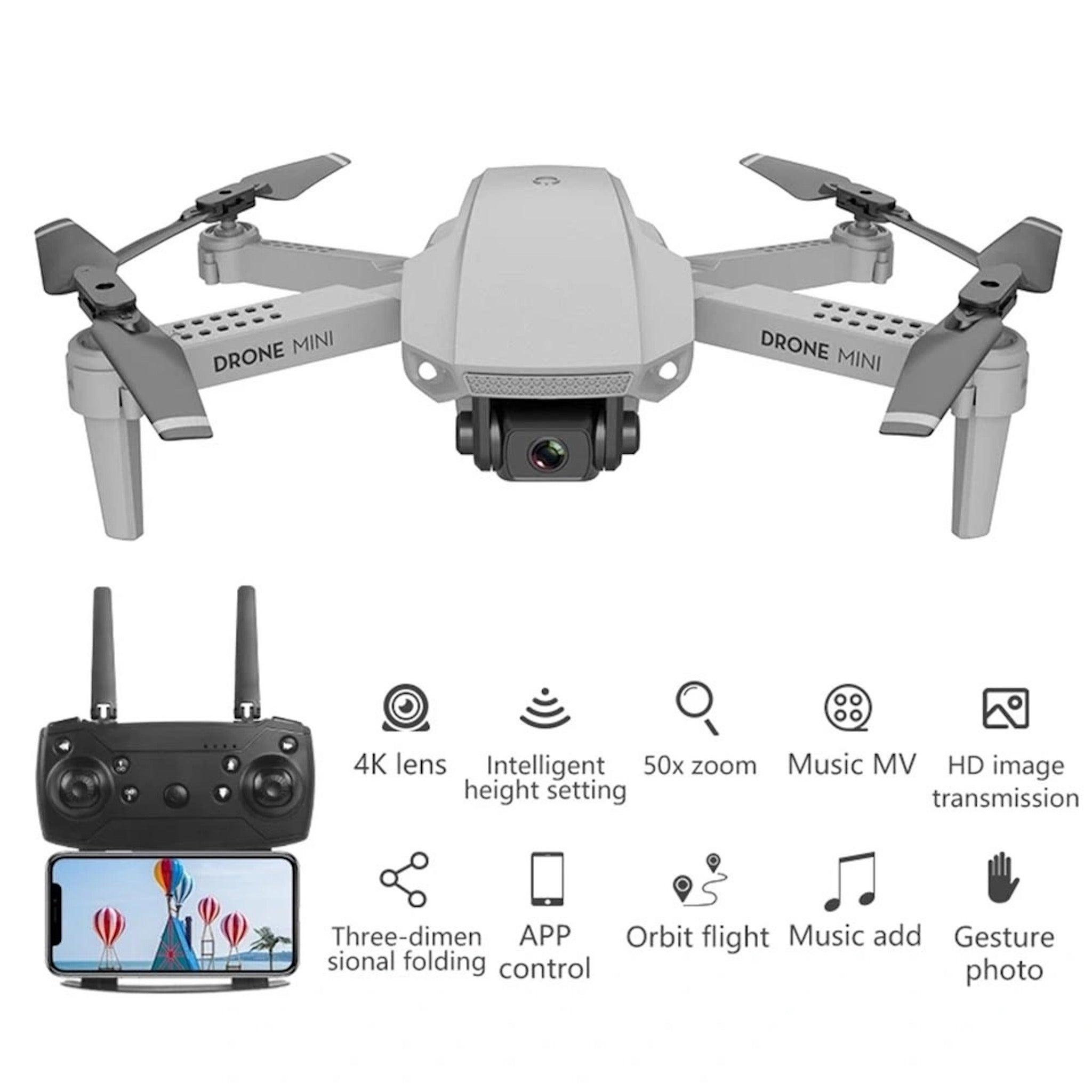 E88 Drone WiFi Fpv Mini Drone with Dual 4K HD Camera Wide-Angle Lens Mini Drone 2 E88 Drone WiFi Fpv Mini Drone with Dual 4K HD Camera Wide-Angle Lens Mini Drone - صورة E88 Drone WiFi Fpv Mini Drone with Dual 4K HD Camera Wide-Angle Lens Mini Drone - صورة 2