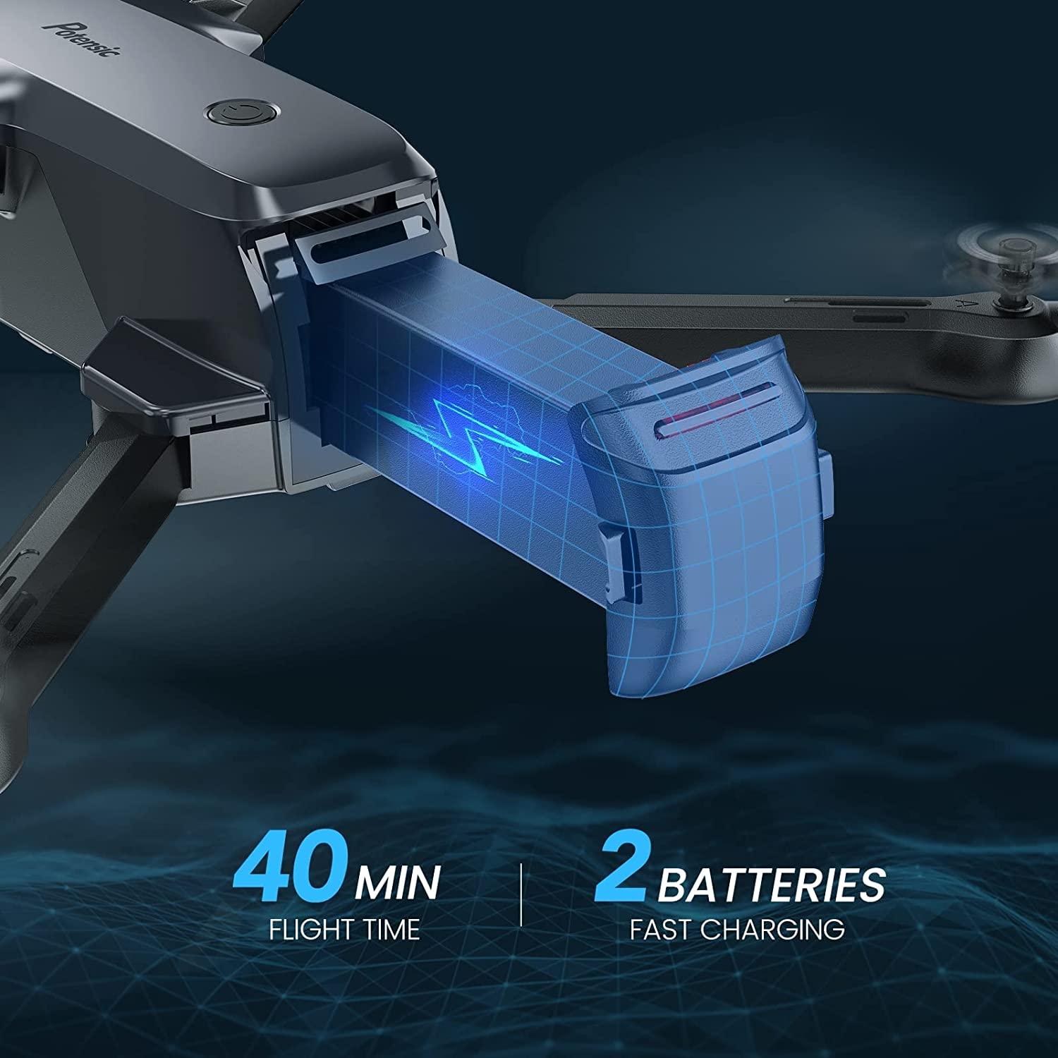 Potensic P4 Foldable Drone - with Camera for Adults Beginners, FPV 1080P HD WiFi Remote Control Quadcopter with 40 Mins 2 Batteries, Altitude Hold, Gravity Control, Trajectory Flight, Headless Mode 3 Potensic P4 Foldable Drone - with Camera for Adults Beginners, FPV 1080P HD WiFi Remote Control Quadcopter with 40 Mins 2 Batteries, Altitude Hold, Gravity Control, Trajectory Flight, Headless Mode - Image 3