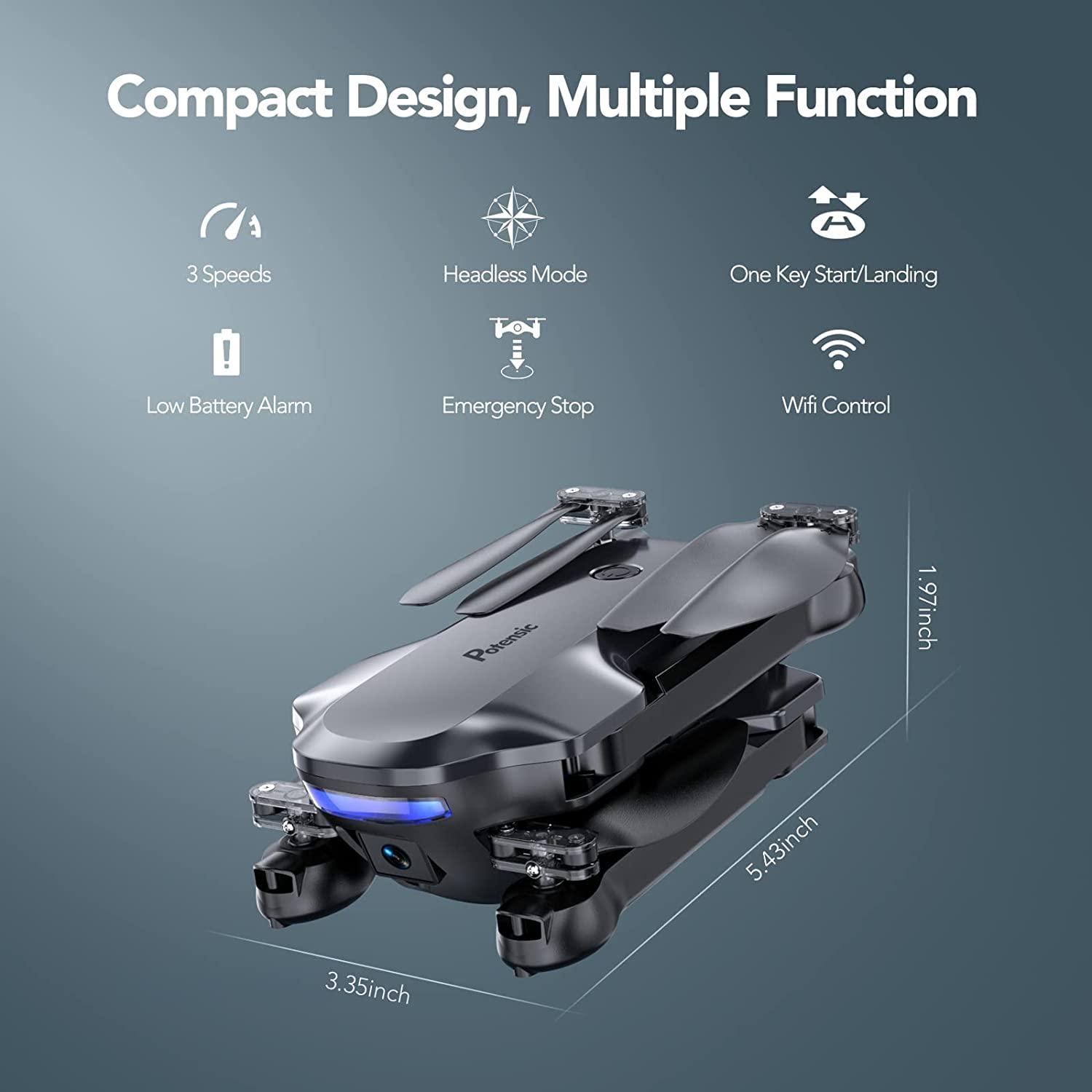 Potensic P4 Foldable Drone - with Camera for Adults Beginners, FPV 1080P HD WiFi Remote Control Quadcopter with 40 Mins 2 Batteries, Altitude Hold, Gravity Control, Trajectory Flight, Headless Mode 2 Potensic P4 Foldable Drone - with Camera for Adults Beginners, FPV 1080P HD WiFi Remote Control Quadcopter with 40 Mins 2 Batteries, Altitude Hold, Gravity Control, Trajectory Flight, Headless Mode - Image 2