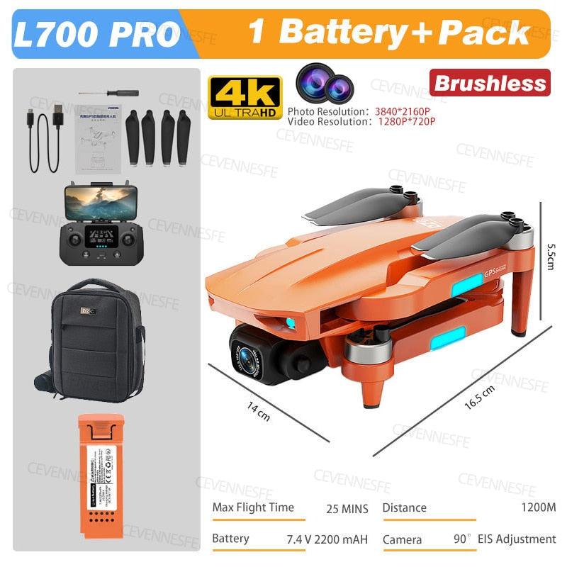 L700 PRO Drone - GPS FPV 1.2Km Drone 4K Professional Dual HD Camera Aerial Photography Brushless Motor Foldable Quadcopter Toys 19 L700 PRO Drone - GPS FPV 1.2Km Drone 4K Professional Dual HD Camera Aerial Photography Brushless Motor Foldable Quadcopter Toys - الصورة 19