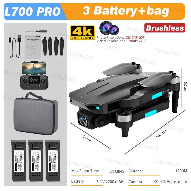 L700 PRO Drone - GPS FPV 1.2Km Drone 4K Professional Dual HD Camera Aerial Photography Brushless Motor Foldable Quadcopter Toys 12 L700 PRO Drone - GPS FPV 1.2Km Drone 4K Professional Dual HD Camera Aerial Photography Brushless Motor Foldable Quadcopter Toys - الصورة 12