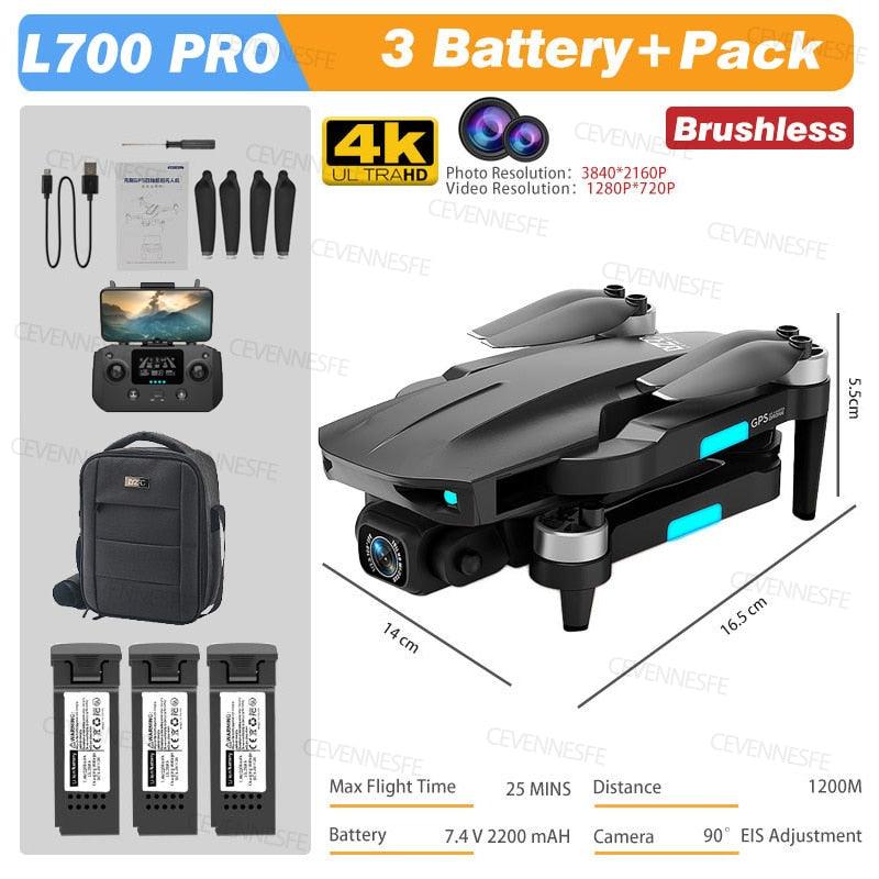 L700 PRO Drone - GPS FPV 1.2Km Drone 4K Professional Dual HD Camera Aerial Photography Brushless Motor Foldable Quadcopter Toys 11 L700 PRO Drone - GPS FPV 1.2Km Drone 4K Professional Dual HD Camera Aerial Photography Brushless Motor Foldable Quadcopter Toys - الصورة 11