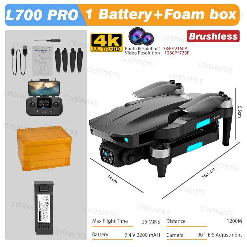 L700 PRO Drone - GPS FPV 1.2Km Drone 4K Professional Dual HD Camera Aerial Photography Brushless Motor Foldable Quadcopter Toys 8 L700 PRO Drone - GPS FPV 1.2Km Drone 4K Professional Dual HD Camera Aerial Photography Brushless Motor Foldable Quadcopter Toys - الصورة 8