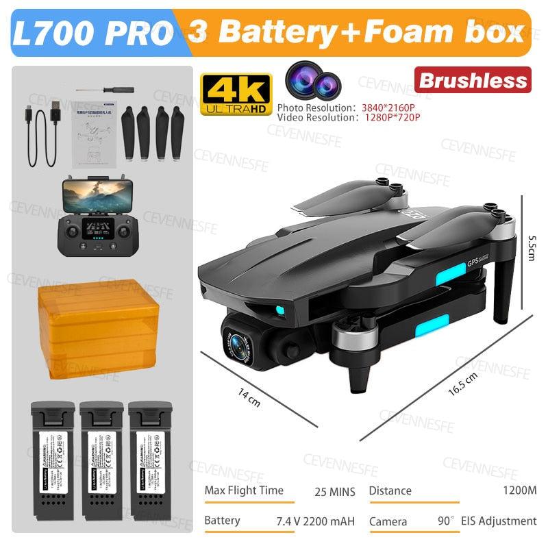 L700 PRO Drone - GPS FPV 1.2Km Drone 4K Professional Dual HD Camera Aerial Photography Brushless Motor Foldable Quadcopter Toys 5 L700 PRO Drone - GPS FPV 1.2Km Drone 4K Professional Dual HD Camera Aerial Photography Brushless Motor Foldable Quadcopter Toys - الصورة 5