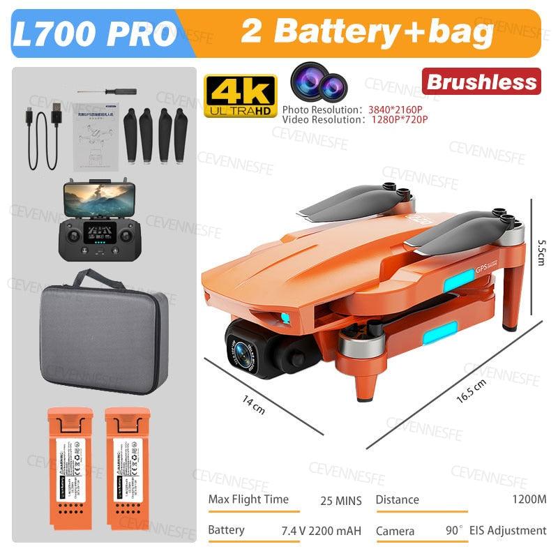 L700 PRO Drone - GPS FPV 1.2Km Drone 4K Professional Dual HD Camera Aerial Photography Brushless Motor Foldable Quadcopter Toys 2 L700 PRO Drone - GPS FPV 1.2Km Drone 4K Professional Dual HD Camera Aerial Photography Brushless Motor Foldable Quadcopter Toys - الصورة 2