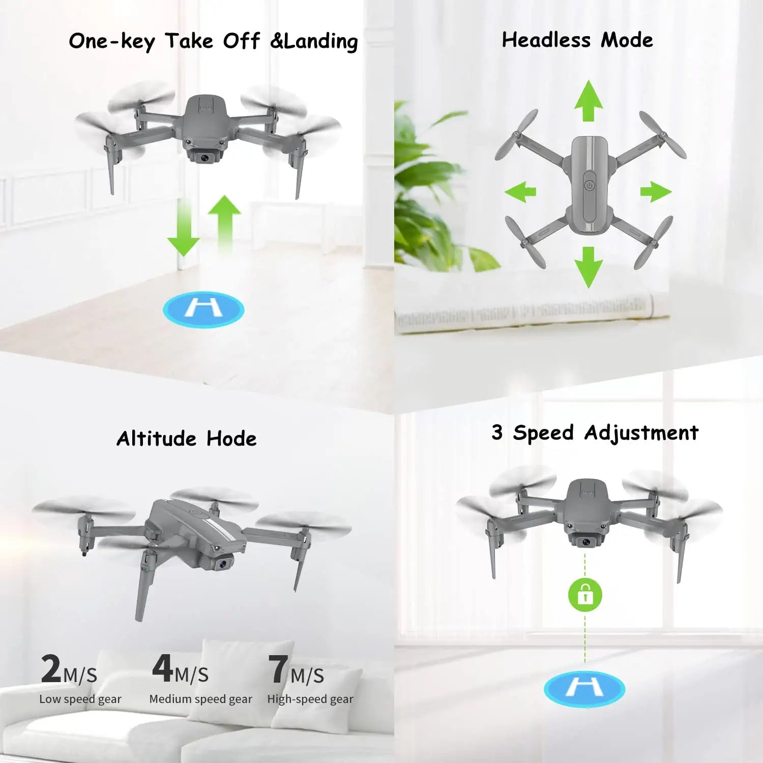 Zuhafa S17 Mini Drone - for Adults/Kids,720P HD FPV Camera,Altitude Hold, Headless Mode, One Key Start/Landing, Speed Adjustment, 3D Flips 2 Batteries, Remote Control Toys Gifts for Kids or Beginners 2 Zuhafa S17 Mini Drone - for Adults/Kids,720P HD FPV Camera,Altitude Hold, Headless Mode, One Key Start/Landing, Speed Adjustment, 3D Flips 2 Batteries, Remote Control Toys Gifts for Kids or Beginners — изображение 2