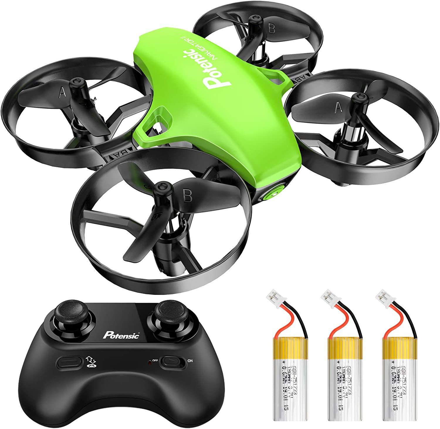 Potensic Upgraded A20 Mini Drone - Easy to Fly Even to Kids and Beginners, RC Helicopter Quadcopter with Auto Hovering, Headless Mode, 3 Batteries and Remote Control, Gift Choice for Boys and Girls