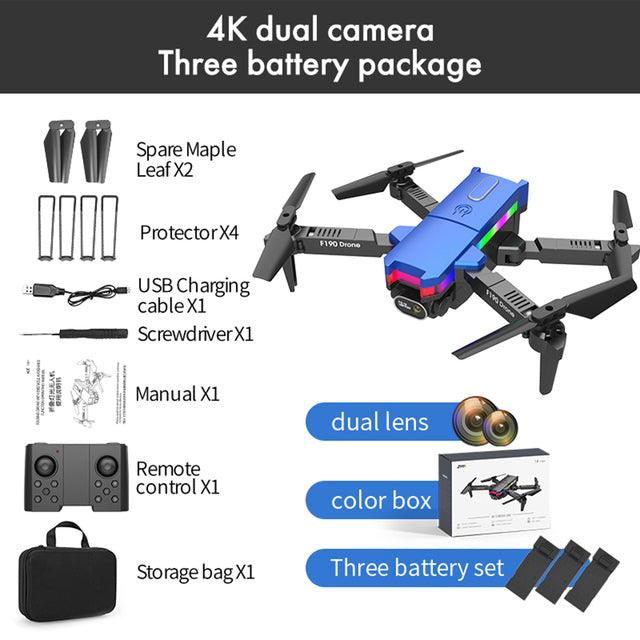 F190 Drone - With 4K Dual Camera F/2.15 100° FOV Led Night Flight Foldable Mini Drone Mini Drone 22 F190 Drone - With 4K Dual Camera F/2.15 100° FOV Led Night Flight Foldable Mini Drone Mini Drone - صورة F190 Drone - With 4K Dual Camera F/2.15 100° FOV Led Night Flight Foldable Mini Drone Mini Drone - صورة 22