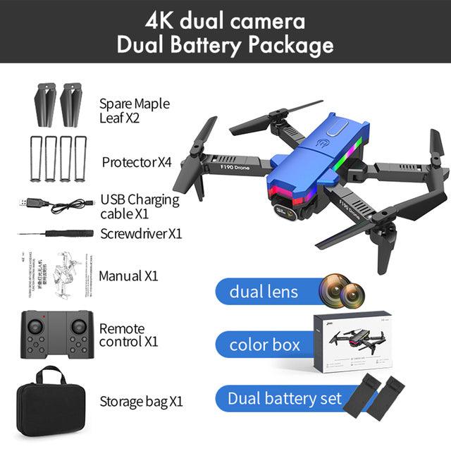 F190 Drone - With 4K Dual Camera F/2.15 100° FOV Led Night Flight Foldable Mini Drone Mini Drone 21 F190 Drone - With 4K Dual Camera F/2.15 100° FOV Led Night Flight Foldable Mini Drone Mini Drone - صورة F190 Drone - With 4K Dual Camera F/2.15 100° FOV Led Night Flight Foldable Mini Drone Mini Drone - صورة 21