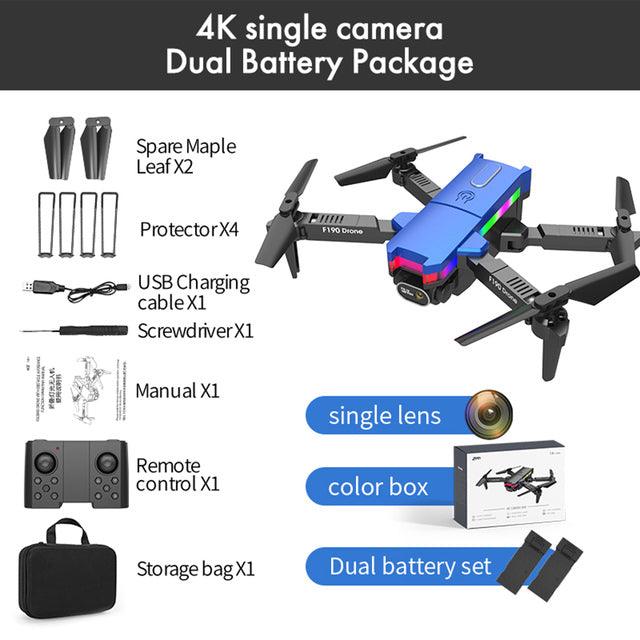 F190 Drone - With 4K Dual Camera F/2.15 100° FOV Led Night Flight Foldable Mini Drone Mini Drone 18 F190 Drone - With 4K Dual Camera F/2.15 100° FOV Led Night Flight Foldable Mini Drone Mini Drone - صورة F190 Drone - With 4K Dual Camera F/2.15 100° FOV Led Night Flight Foldable Mini Drone Mini Drone - صورة 18