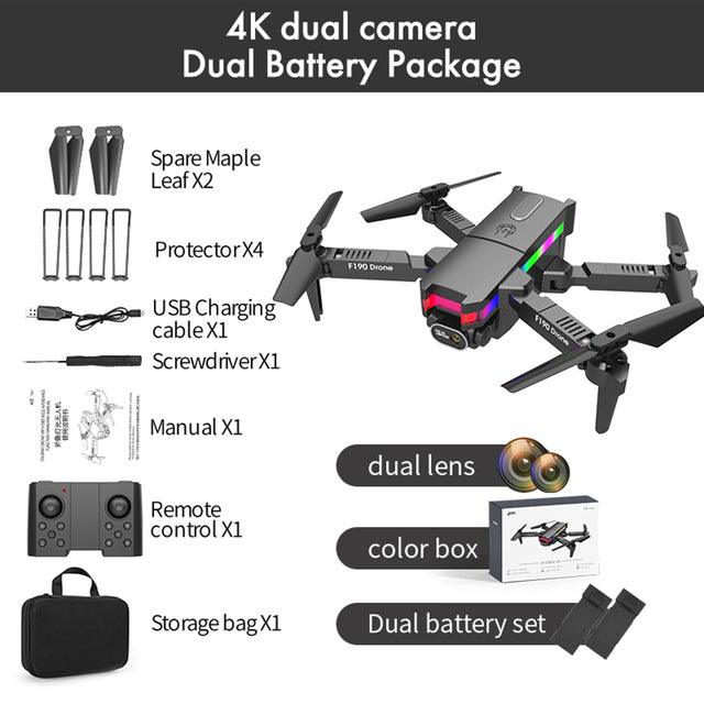 F190 Drone - With 4K Dual Camera F/2.15 100° FOV Led Night Flight Foldable Mini Drone Mini Drone 12 F190 Drone - With 4K Dual Camera F/2.15 100° FOV Led Night Flight Foldable Mini Drone Mini Drone - صورة F190 Drone - With 4K Dual Camera F/2.15 100° FOV Led Night Flight Foldable Mini Drone Mini Drone - صورة 12