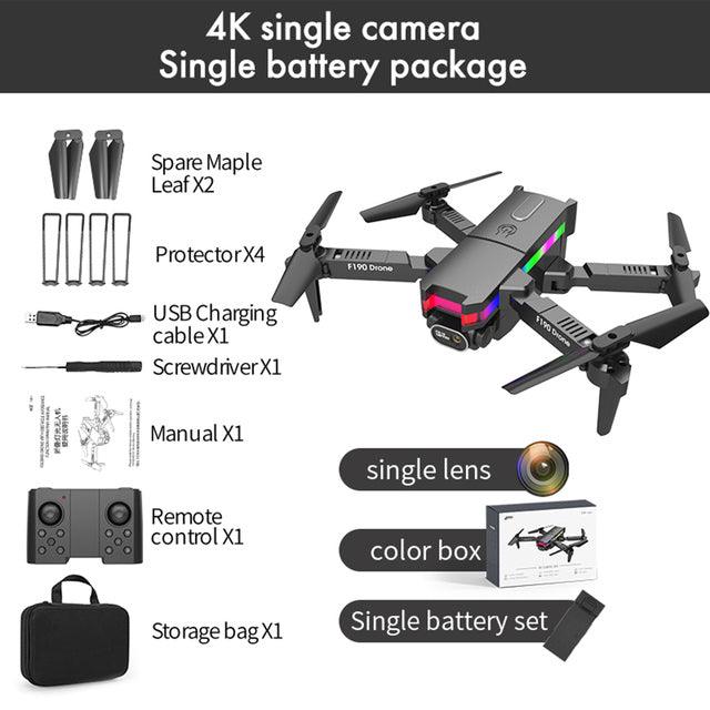 F190 Drone - With 4K Dual Camera F/2.15 100° FOV Led Night Flight Foldable Mini Drone Mini Drone 8 F190 Drone - With 4K Dual Camera F/2.15 100° FOV Led Night Flight Foldable Mini Drone Mini Drone - صورة F190 Drone - With 4K Dual Camera F/2.15 100° FOV Led Night Flight Foldable Mini Drone Mini Drone - صورة 8