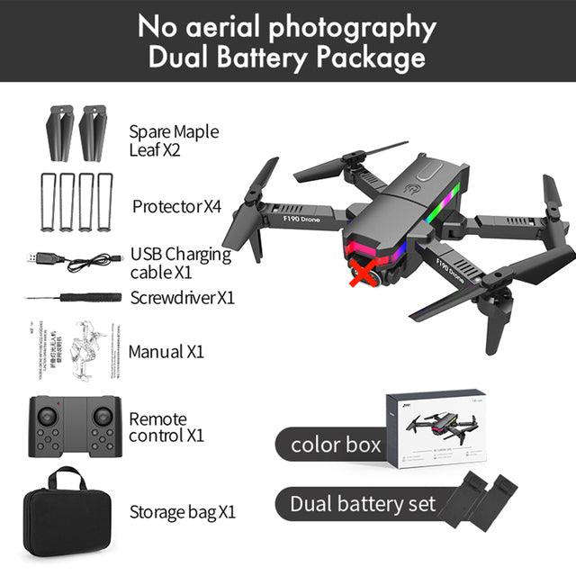 F190 Drone - With 4K Dual Camera F/2.15 100° FOV Led Night Flight Foldable Mini Drone Mini Drone 6 F190 Drone - With 4K Dual Camera F/2.15 100° FOV Led Night Flight Foldable Mini Drone Mini Drone - صورة F190 Drone - With 4K Dual Camera F/2.15 100° FOV Led Night Flight Foldable Mini Drone Mini Drone - صورة 6