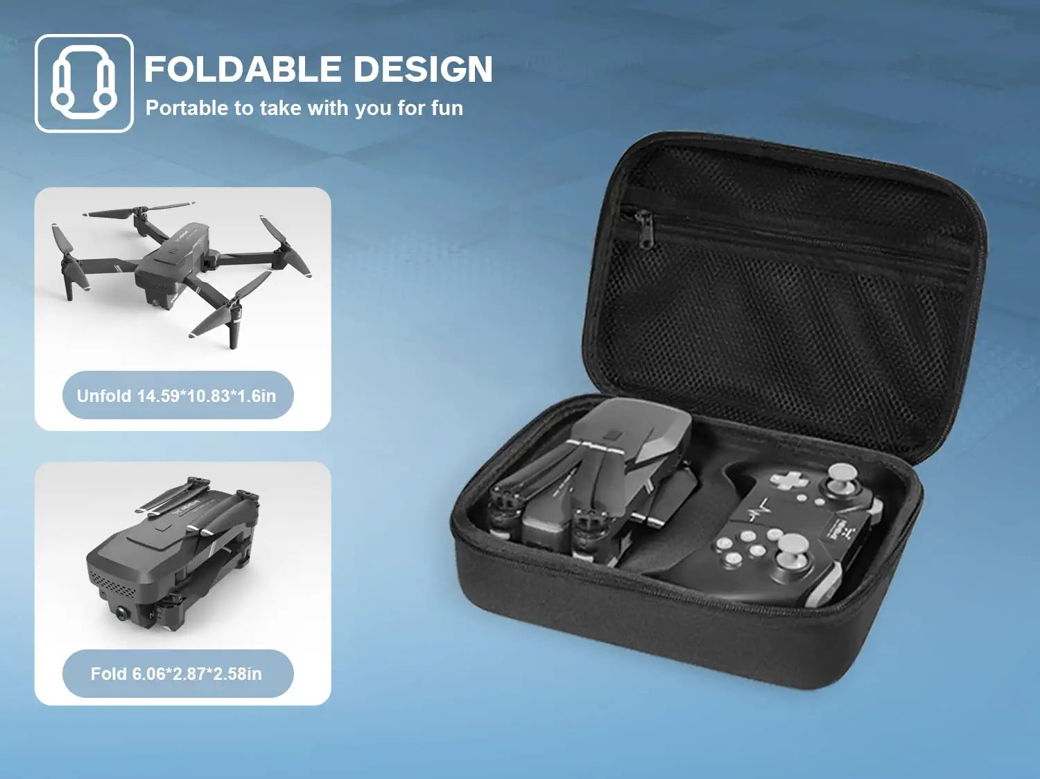 NEHEME NH760 Drones - with Camera for Adults, NH760 1080P FPV Drone for Kids Beginners, Foldable WIFI RC Quadcopter with 2 Batteries for 32 Min Flight, Carrying Case, Altitude Hold, Toys Gifts for Boys Girls 2 NEHEME NH760 Drones - with Camera for Adults, NH760 1080P FPV Drone for Kids Beginners, Foldable WIFI RC Quadcopter with 2 Batteries for 32 Min Flight, Carrying Case, Altitude Hold, Toys Gifts for Boys Girls — изображение 2