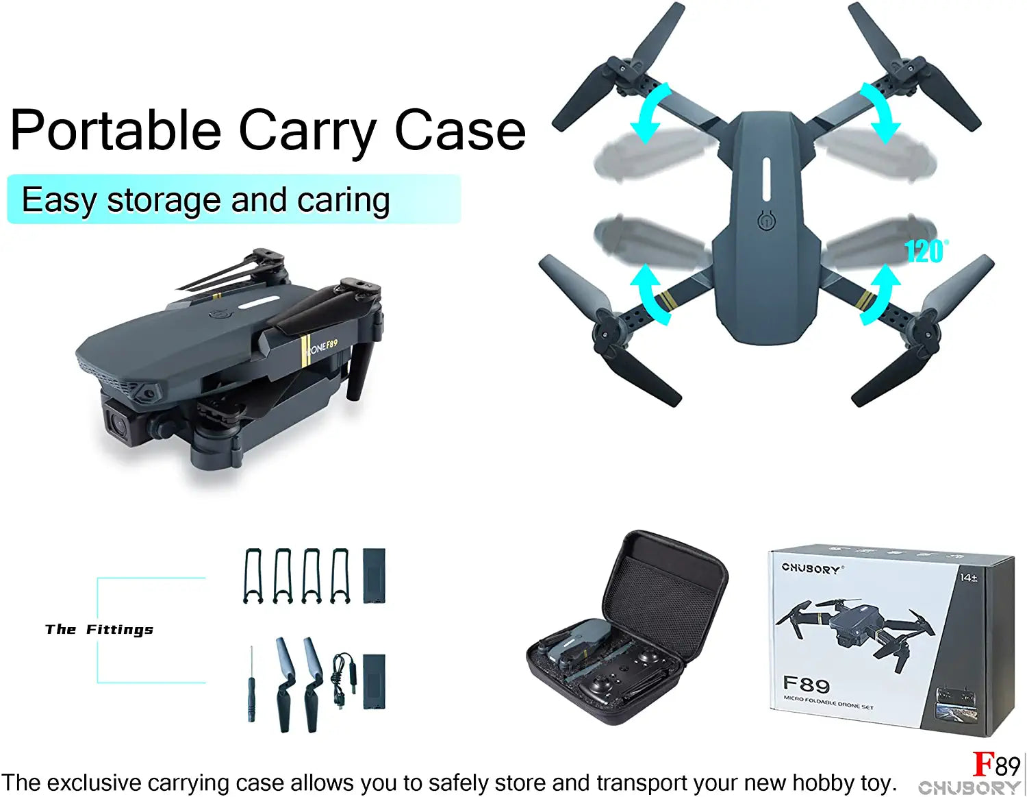 CHUBORY F89 Drone - Super Endurance Foldable Quadcopter Drone for Beginners – 40+ mins Flight Time,Wi-Fi FPV Drone with 120°Wide-Angle 1080P HD Camera,Optical Flow Positioning,Follow me,Dual Cameras Switch 3 CHUBORY F89 Drone - Super Endurance Foldable Quadcopter Drone for Beginners – 40+ mins Flight Time,Wi-Fi FPV Drone with 120°Wide-Angle 1080P HD Camera,Optical Flow Positioning,Follow me,Dual Cameras Switch - Image 3