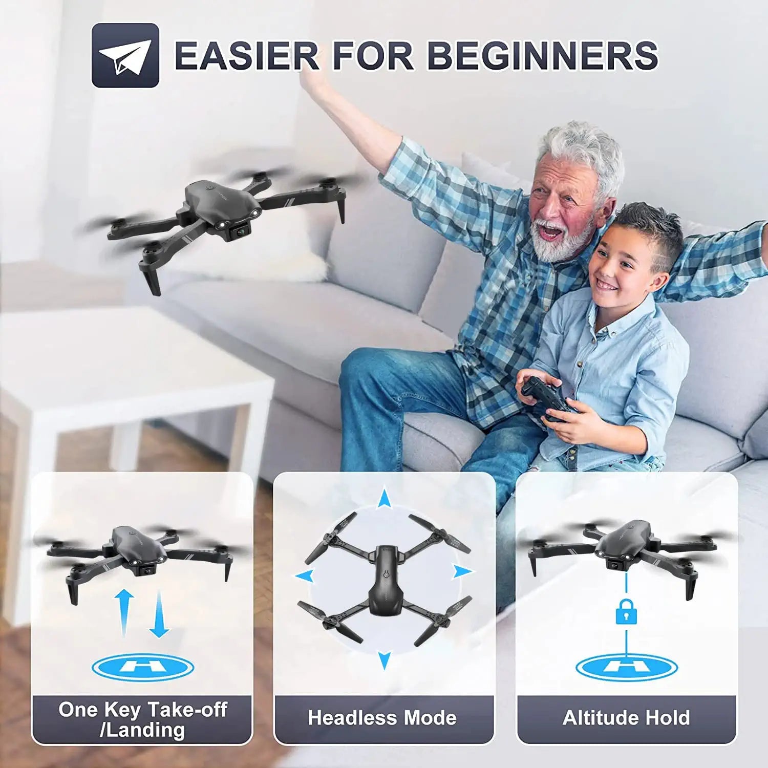DRONEEYE 4DV13 Drone - for kids Adults with 1080P HD FPV Camera, Foldable Mini RC Quadcopter With Waypoint, Functions,Headless Mode,Altitude Hold,Gesture Selfie,3D Flips,Beginners Toys Gifts - صورة DRONEEYE 4DV13 Drone - for kids Adults with 1080P HD FPV Camera, Foldable Mini RC Quadcopter With Waypoint, Functions,Headless Mode,Altitude Hold,Gesture Selfie,3D Flips,Beginners Toys Gifts - صورة 5