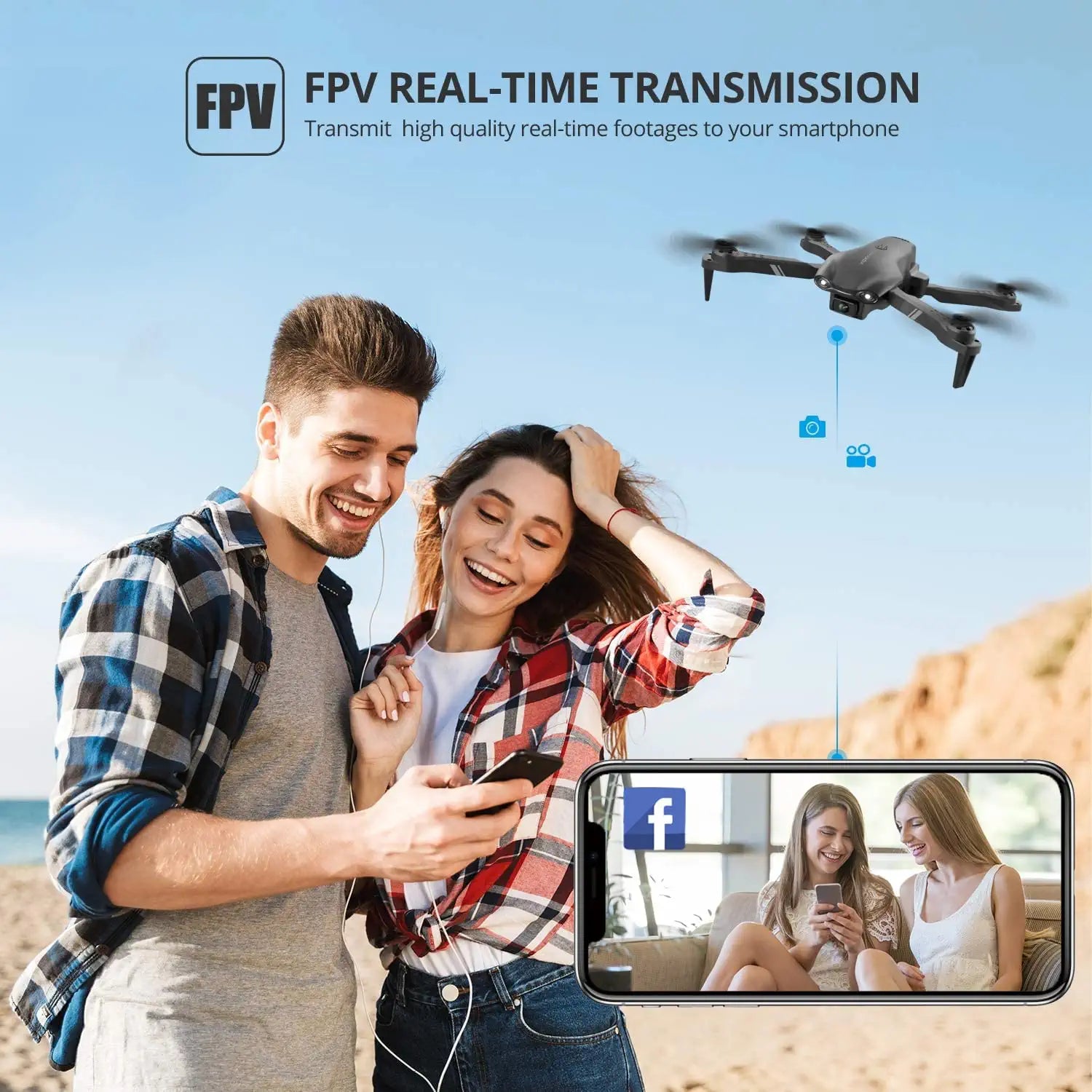 DRONEEYE 4DV13 Drone - for kids Adults with 1080P HD FPV Camera, Foldable Mini RC Quadcopter With Waypoint, Functions,Headless Mode,Altitude Hold,Gesture Selfie,3D Flips,Beginners Toys Gifts 3 DRONEEYE 4DV13 Drone - for kids Adults with 1080P HD FPV Camera, Foldable Mini RC Quadcopter With Waypoint, Functions,Headless Mode,Altitude Hold,Gesture Selfie,3D Flips,Beginners Toys Gifts - Image 3