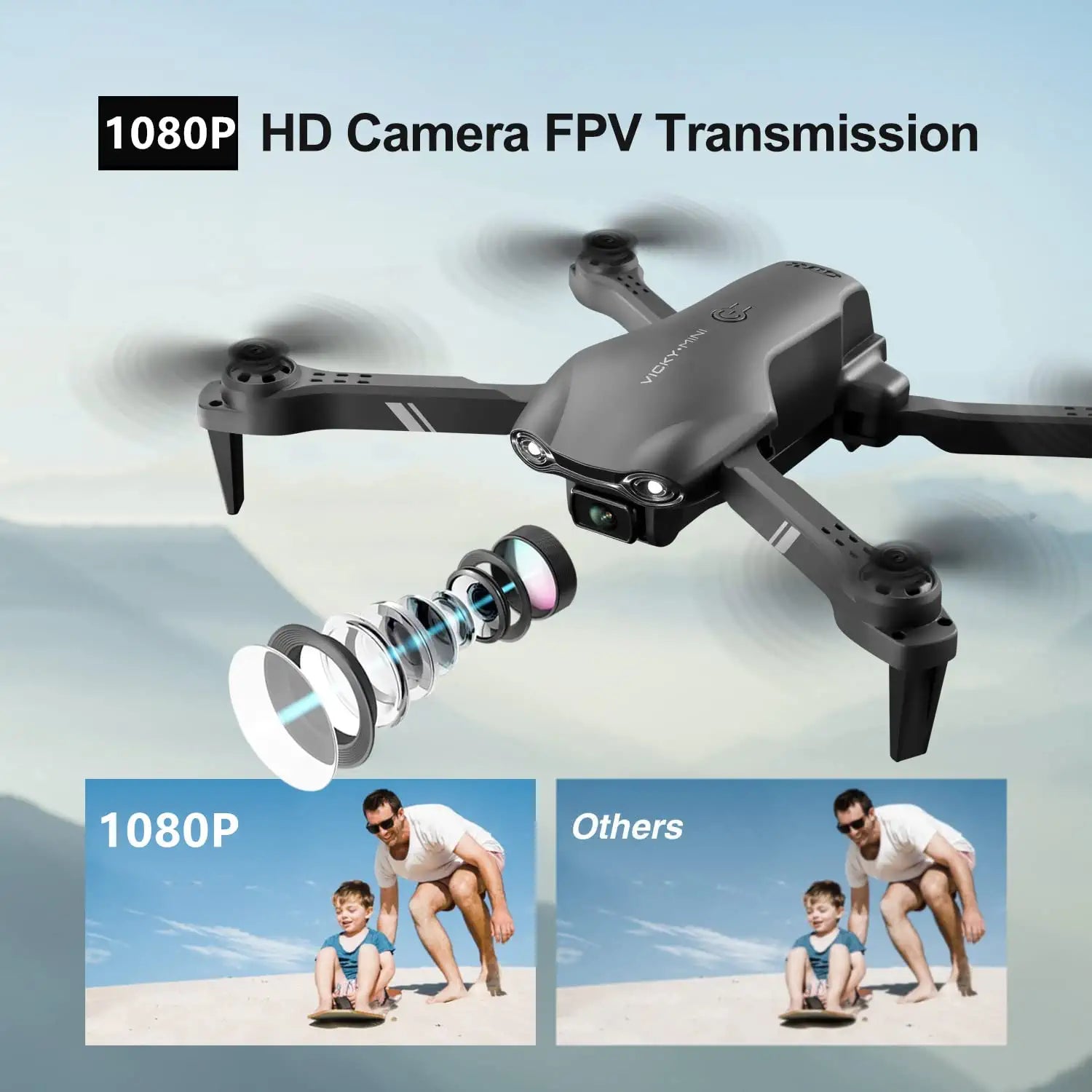DRONEEYE 4DV13 Drone - for kids Adults with 1080P HD FPV Camera, Foldable Mini RC Quadcopter With Waypoint, Functions,Headless Mode,Altitude Hold,Gesture Selfie,3D Flips,Beginners Toys Gifts 2 DRONEEYE 4DV13 Drone - for kids Adults with 1080P HD FPV Camera, Foldable Mini RC Quadcopter With Waypoint, Functions,Headless Mode,Altitude Hold,Gesture Selfie,3D Flips,Beginners Toys Gifts - Image 2