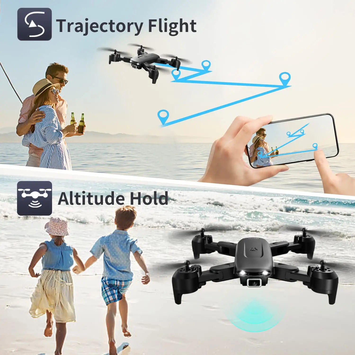 DRONEEYE 4DV12 Mini Drone - with Camera for Adults Kids,1080P Camera FPV Foldable RC Quadcopter,Drone for beginners,Altitude Hold, Headless Mode,3D Flips,App Control,Trajectory Flight,2 Batteries - صورة DRONEEYE 4DV12 Mini Drone - with Camera for Adults Kids,1080P Camera FPV Foldable RC Quadcopter,Drone for beginners,Altitude Hold, Headless Mode,3D Flips,App Control,Trajectory Flight,2 Batteries - صورة 7