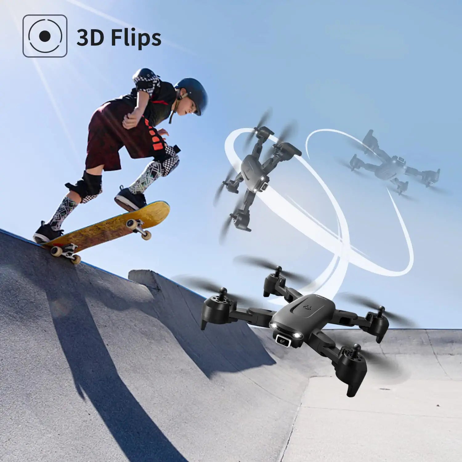 DRONEEYE 4DV12 Mini Drone - with Camera for Adults Kids,1080P Camera FPV Foldable RC Quadcopter,Drone for beginners,Altitude Hold, Headless Mode,3D Flips,App Control,Trajectory Flight,2 Batteries - صورة DRONEEYE 4DV12 Mini Drone - with Camera for Adults Kids,1080P Camera FPV Foldable RC Quadcopter,Drone for beginners,Altitude Hold, Headless Mode,3D Flips,App Control,Trajectory Flight,2 Batteries - صورة 4