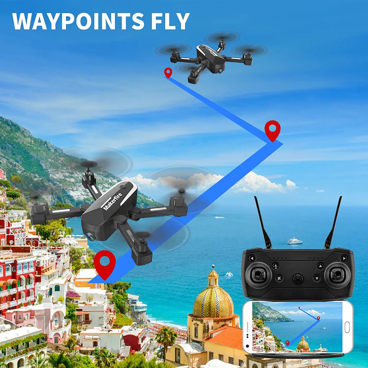 Makerfire H745/GX5 Drone - with 1080P Camera, RC Quadcopter for Adults and Kids, Foldable FPV WiFi Drones with 35min Flight Time, Gravity Control, Altitude Hold, Auto Hover, Gestures Selfie 6 Makerfire H745/GX5 Drone - with 1080P Camera, RC Quadcopter for Adults and Kids, Foldable FPV WiFi Drones with 35min Flight Time, Gravity Control, Altitude Hold, Auto Hover, Gestures Selfie - Image 6