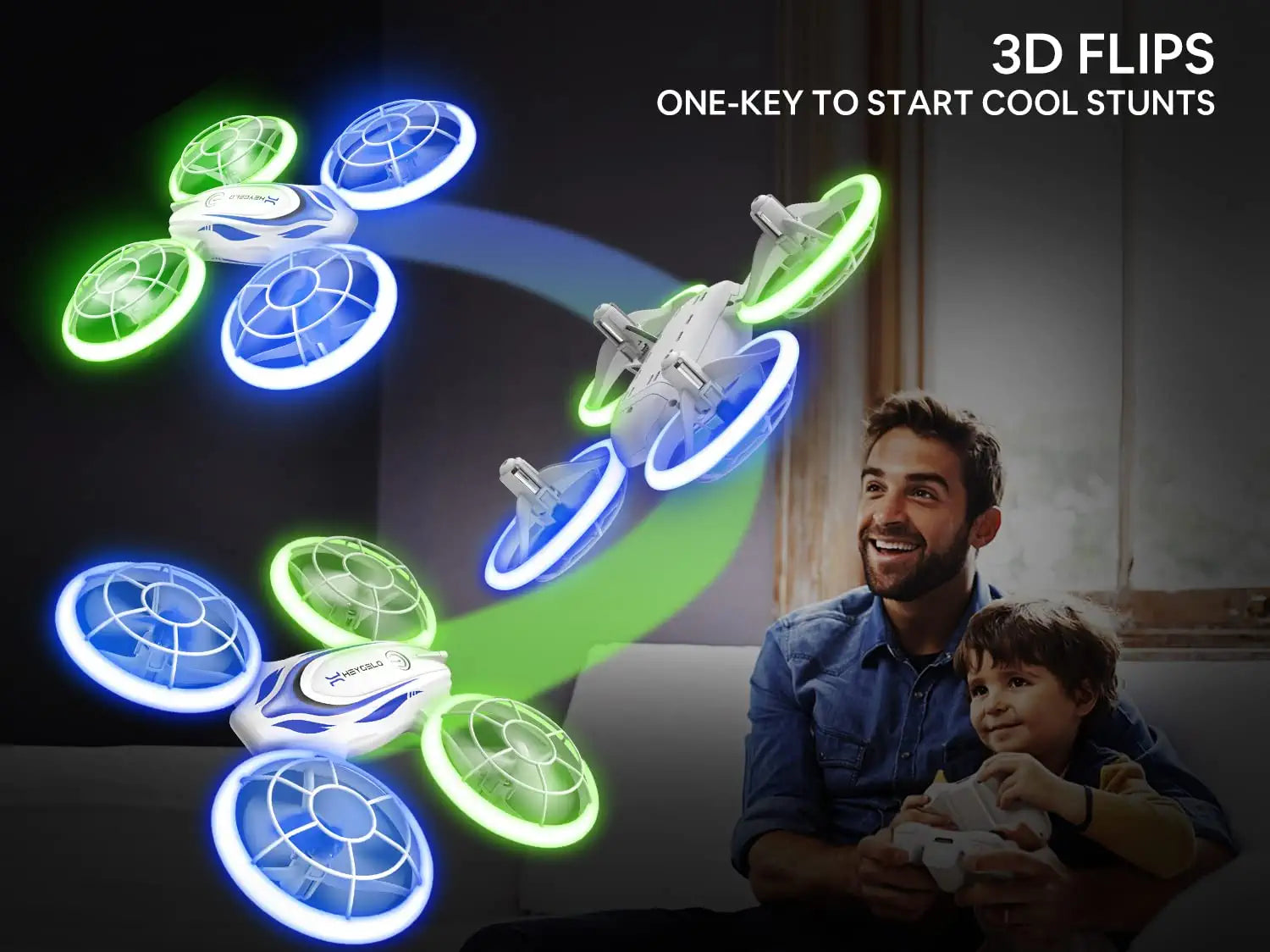 Heygelo S60 Drones for Kids - Mini Drone with LED Lights for Beginners, RC Quadcopter with Altitude Hold and Headless Mode, Full Propeller Protect, 3D Flips, 2 Batteries, Toys Gifts for Boys Girls 6 Heygelo S60 Drones for Kids - Mini Drone with LED Lights for Beginners, RC Quadcopter with Altitude Hold and Headless Mode, Full Propeller Protect, 3D Flips, 2 Batteries, Toys Gifts for Boys Girls — изображение 6